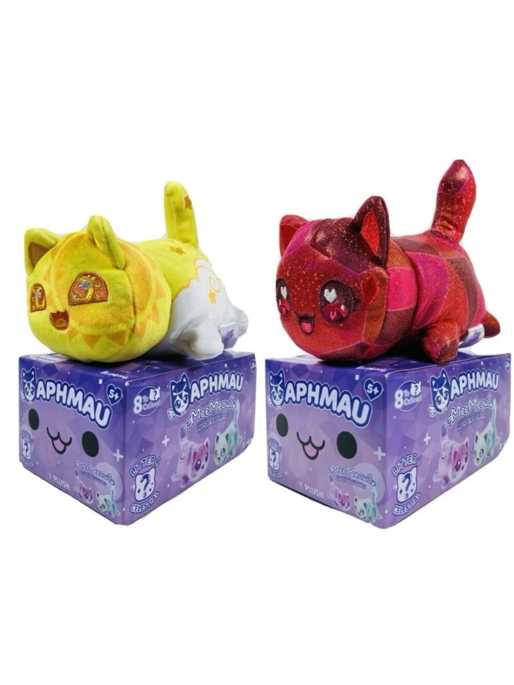 Aphmau MeeMeows Plush Sun Cat And Ruby Cat 2 Pack Bundle Litter 4 Celestial